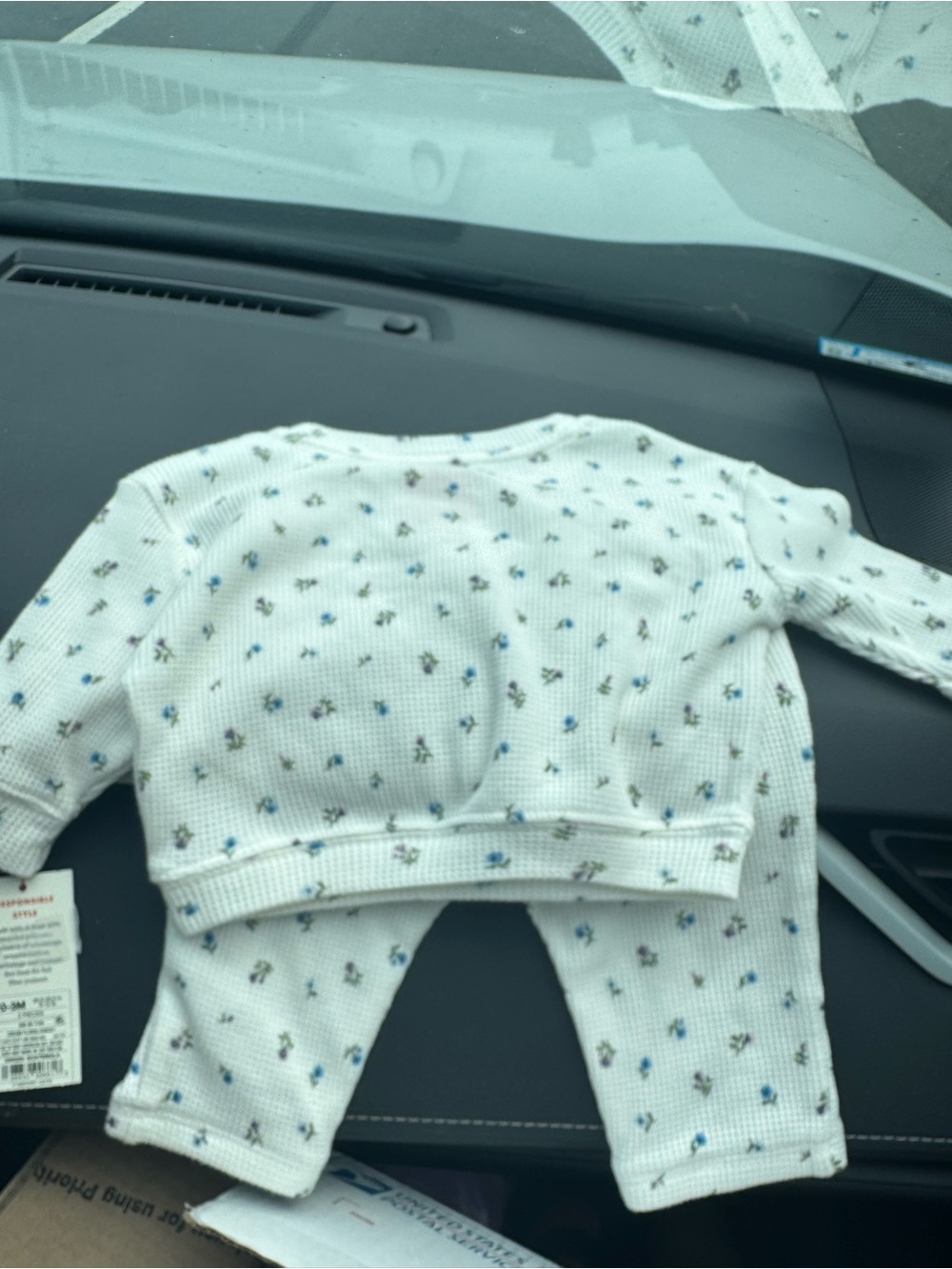 Cat & Jack White Baby Floral Thermal Matching Set